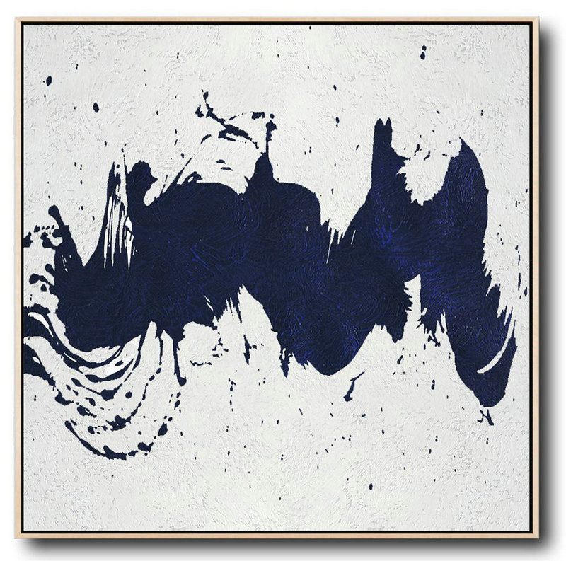 Original Painting Hand Made Large Abstract Art,Hand Painted Navy Minimalist Painting On Canvas,Hand Painted Original Art